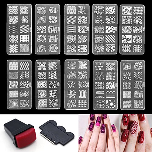 Blue Vessel Nagel-Kunst-Stempel-Schablone Stamping Schablonen-Platten-Werkzeug Stamper Design Kit Hot Set - 6