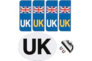 VICKMALL UK Stickers for Car 1 Pack Magnetic UK Car Stickers for Europe 4 Pack UK Number Plate Stickers Self-adhesive No Scratching Weather Resistant Replace GB Stickers for Car, Driving in Europe