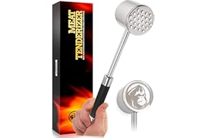 MOUNTAIN GRILLERS Meat Tenderiser Mallet for Kitchen & BBQ - Sturdy Stainless Steel Steak Pounder Hammer for Beef Veal & Chicken Breasts - Dishwasher Safe Easy Clean Meat Tenderizer - No More Chewy Meats!