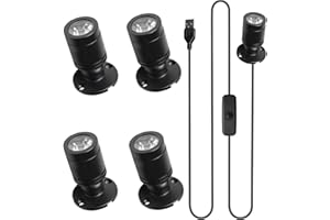 GOMETY Lot de 4 mini spots LED, 5 V 3 W, USB, orientables à 360°, en aluminium, éclairage d'accentuation, éclairage d'armoire, pour couloir, bijoux, vitrines, blanc chaud 3000 K (4)
