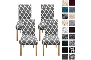 AngLink Stuhlhussen Stretch 4er Set Hussen für Stuhl Drucken Stuhlbezug Elastisch Abnehmbarer Waschbarer Universal Chair Cover für Büro Esszimmer Küche Hotel Bankett Hochzeit Party Deko