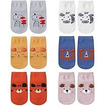 Calzini Antiscivolo Bambini 5 Paia - Cotone Con Motivi Animali - Foto 8