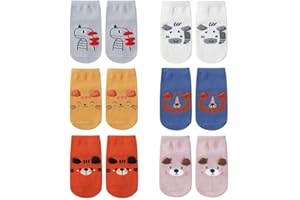 FedMois Calcetines Antideslizantes de Algodón para Bebé Niño Niña Pack de 6