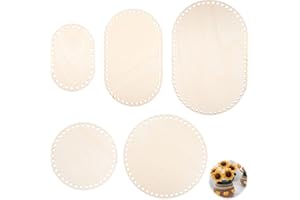 CHANRAINGYEE Base in vimini per uncinetto, 20/15 cm cerchio + 20/15/10 cm ellisse, set di vimini, fondo in legno/tasca per uncinetto, set di crochet, filato per uncinetto (cerchio + ellisse)