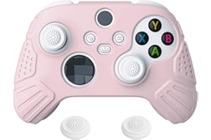 eXtremeRate PlayVital Funda de Silicona para Xbox Series X/S - Protector Antideslizante de Tacto Suave con 2 Tapas de Joystick, Material Duradero, Protección Completa - Edición Guardian (Rosa Sakura)