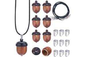 SUNNYCLUE 6 juego de Caja de Bellota de Madera, Kit para Hacer Collares, Amuletos de Bellota de Madera, Pastillero de Viaje de Madera, Navidad de Otoño, Amuleto de Bellota de Madera, Amuleto de Nuez d