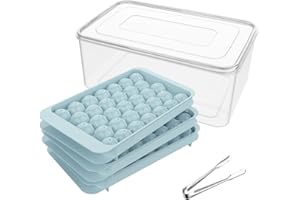 Miaowoof Eiswürfelform mit Deckel und Behälter, 2,5 cm x 99 Stück Runde Eiswürfel, Non-BPA Eiswürfelbehälter mit Deckel für E