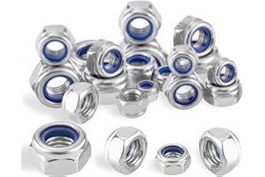HXJDAM 60 Pcs M8 Nyloc Nuts 8mm Locking Nuts 304 Stainless Steel Hex Nuts A2 V2A Self Locking Nuts Nylon Insert Lock Nut Kits Thread Lock Nuts Nyloc Hexagon Nut nutstone DIN 985