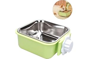 SEPTILLAR Pet Hanging Bowl for Crates, 2 in 1 Small Dog Bowl Puppy Bowl Removable Stainless Rabbit Bowl Cat Feeder Food Water Bowls for Puppy Cat Bird Rabbit Hamster Guinea Pig Ferret Small Animals (Green)