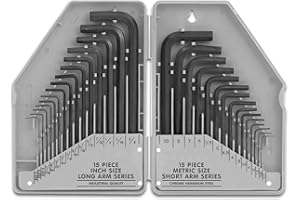 OkeanosHaven 30pcs Allen Key Set Imperial & Metric Hex Allen Wrench Folding Key Set with Case Short & Long Arm - Allen Wrench Set Inch/Metric MM(0.7mm-10mm) SAE(0.028"-3/8)
