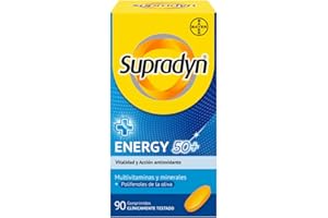 Supradyn Energy 50+ Complejo Vitamínico Con Antioxidantes Para Mayores De 50, 12 Vitaminas, 9 Minerales Y Polifenoles, Energía Con Efecto Antioxidante, Oliva, Amarillo, 90 Unidades (Paquete de 1)