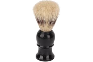 BUACHOIS Brocha de afeitar, cepillo de pelo portátil, mango curvo negro, cepillo de limpieza de barba espumoso para seguridad, maquinilla de afeitar recta de doble filo, negro