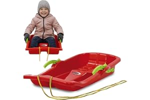 Jamara 460364 - Snow Play Bob Karol with Brake 80cm red - Steering by pulling the respective handbrake, Rope, Aerodynamic construction, Durable