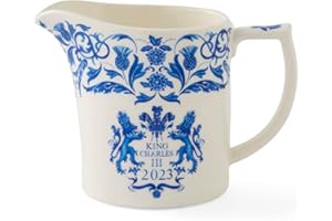 Spode King Charles III Coronation Pot à lait 280 l Motif bleu et blanc Fabriqué au Royaume-Uni