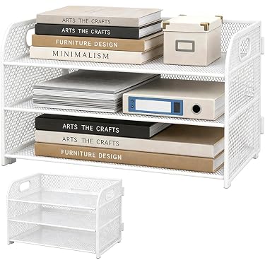 Schreibtisch Organizer und Lagerung, 4-Tier Papier Brief Tray Organizer | stapelbare weiße
