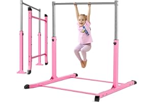 Mosebears Barra da ginnastica, attrezzatura da ginnastica domestica per bambini dai 3 ai 15 anni, struttura in acciaio stabile, antiscivolo, facile da montare, altezza regolabile da 7,6 cm a 1,7 m