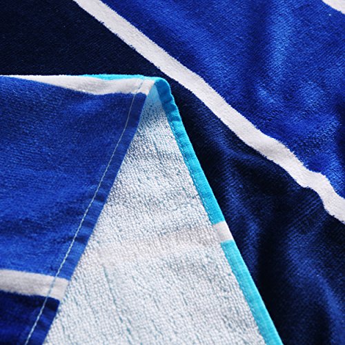 Exclusivo Mezcla 100% Baumwollen Strandtuch Strandtücher, Pool-tuch ansteigende Blauen Blockstreifen 75 x 150 cm – Dick, Weich, Saugfähig, Plüsch, Leicht und schnell Trocknend - 4