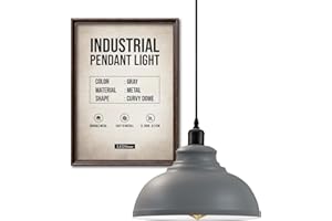 LEDSone Lámpara colgante industrial, lámpara de techo retro, lámpara vintage, iluminación de techo, pantalla de metal para restaurante, sala de estar, dormitorio, cocina, bar, pasillo.(gris)