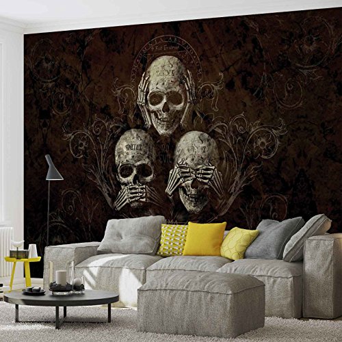 Nicht Hören Sehen Totenkopf Alchemy – Wallsticker Warehouse – Fototapete – Tapete – Fotomural – Mural Wandbild – (978WM) – XL – 208cm x 146cm – VLIES (EasyInstall) – 2 Pieces - 3