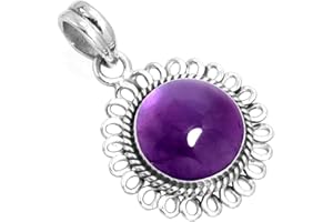 Jeweloporium 925 Sterling Argent Fait Main Pendentif for Femmes 12 MM Rond Gemme Statement Bijoux for Gift (99519_P)