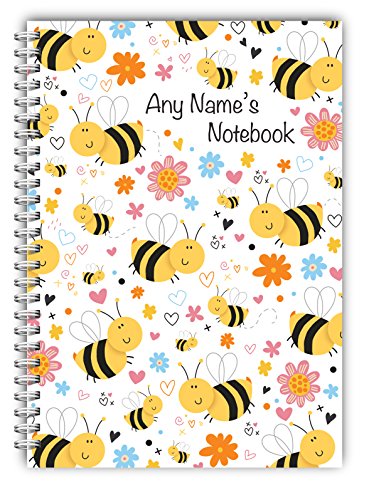 Personalised Bee Themed A5 Notebook Soft-Backed for Her NB 103