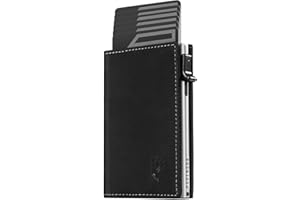 DODENSHA MagSnap Portafoglio da uomo sottile con scomparto per monete, portafogli da uomo per 10 carte di credito, chiusura magnetica, portamonete, protezione RFID (Nero E Argento)