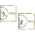 Vertical Root Inc Premiun Push & Pull Door Signage Self-Adhesive White Golden Sign for Business Stores Cafes Shops Hospital School Office Hotel Restaurant.
