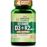 Vlado’s Himalayan Organics Vitamin D3 K2 Supplement I 100% Veg D3 - Lichen Sourced -600 IU Vitamin D3 + 55 mcg K2 (MK7) - Str