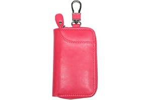 TECHNOPLAY Unisex Mens Womens Premium Leather Car Key Holder Bag Keychain Case Wallet with Buckle and 6 Hooks and 1 CAR key buckle Zipper Closure Credit Card Holder