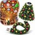 Projecteur de Noël Intérieur,Plug and Play Lumière de projecteur HD，1PC | Projecteur de plafond d'arbre de Noël,Projecteur holographique 5D,avec 6 scènes festives,Alimenté par USB,cadeaux de Noël