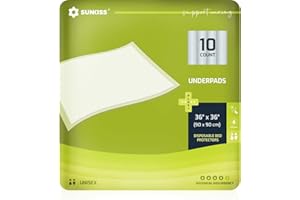 SUNKISS TrustPlus Krankenunterlage 90 x 90 cm, Saugfähige Inkontinenzunterlage, Baby Wickelunterlage, Bettunterlage Inkontinenz Einweg, Trainingsunterlage für Welpen, 10 Stück 1er Pack
