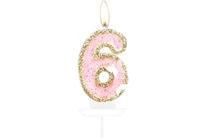 MCISKIN Candele a forma di farfalla numero 6, candele per 6° compleanno in oro rosa, decorazioni per torta con farfalla dorata, 6 decorazioni per torta rosa