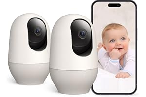 nooie Baby Monitor 2 Pack WiFi Dog Pet Camera Indoor,360-degree Wireless IP Camera,1080P Home Security Camera,Motion Tracking,Night Vision,Works with Alexa
