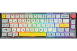 EPOMAKER TH66 65% Hotswap klawiatura, 2,4 GHz/Bluetooth 5.0, przewodowa mechaniczna klawiatura gamingowa z o?wietleniem RGB, nak?adki na klawisze MDA PBT, do Mac/Win