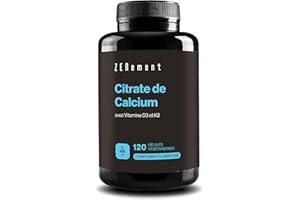 ZENEMENT Citrate de Calcium avec Vitamine D3 et K2 - Pour des Dents, des Os et des Muscles Normaux - Formule Améliorée avec D3 et K2 - Haute Absorption - 120 Gélules Végétariennes