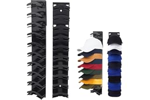lasuroa 2pcs Hat Organizer for Baseball Caps, Multilayer Hat Holder Hook Adhesive/Wall Drilled Hats Rack Wall Cap Storage Display Holds Up to 20 Hats Hanger Stand for Door Bedroom