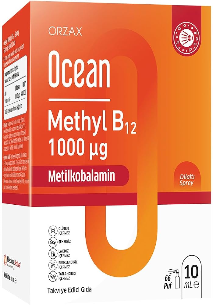 Ocean Methyl B12 1000 mcg Metilkobalamin içeren Dilaltı Sprey (1 x 10 mL)