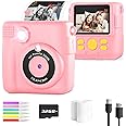 OPERHOO Kids Camera Girls Boys, Kids Instant Print Camera Toy 3-14 Year Old, 1080P HD Kids Digital Camera with Photo Paper Birthday Gifts 3 4 5 6 7 8 9+ Year Old Girl 6 Colour Pens 32GB SD Card