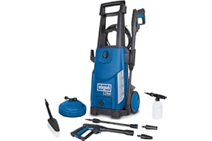 Scheppach Hochdruckreiniger HCE2400 mit 7 TLG. Zubehör & Reinigungsmitteltank | 5m Hochdruckschlauch | 180bar Druck | 2400W Leistung | Fördermenge 480 l/h | mobiler Flächenreiniger mit Ansaugfunktion