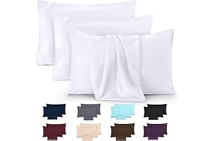 Utopia Bedding - Federe Set Di 4-50 x 75 Cm - Copricuscino In Poliestere - Morbida Spazzolata Microfibra Federe Con Chiusura A Busta - Bianco