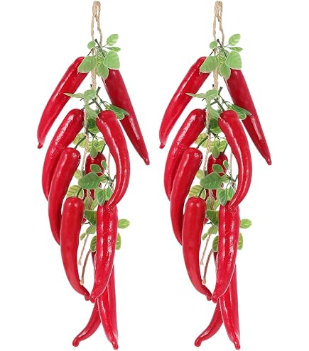 Guirlande De Piments Artificiels Suspendue - Déco Cuisine Réaliste | 2 Pièces De 50cm