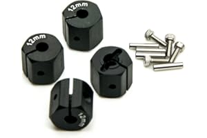 ZuoLan 1 Set Aluminium 12 mm Wheel Hex Rim Hex Hub Nut Caps Pin Set for 1/10th RC Model Car (Black, 12 mm)