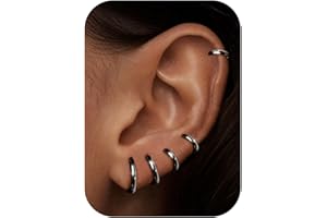 MILACOLATO Small Hoop Earrings for Women Men Surgical Steel Cartilage Huggie Earrings Snug Lobe Nose Lips Daith Helix Piercing Jewellery Tiny Hoop Hinged Sleeper Earrings 6/7/8/9/10 mm