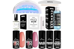 BENAIL PROFESSIONAL Kit Semipermanente Unghie Professionale, Kit Ricostruzione Unghie Gel Completo, Lampada Uv Led 48w, Smalto Unghie Primer, Base & Top Coat Semipermanente (Classico)