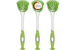 ‎RIVAL Rival 3er Set Spülbürste Trapez mit gummiertem Griff & Saugfuß limegrün – ergonomische Spülbürste mit PBT-Borsten – Geschirrbürste für die Küche – Spülbürsten Set – Putzbürste mit Saugnapf