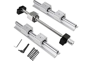 CNCMANS Linearschiene SBR16-500mm Linearführung mit 4 Stück Lineare Linienträger + SFU1204-500mm Kugelumlaufspindel Führungsschiene von C7, Horizontale Linearführungsschiene für 3D Drucker