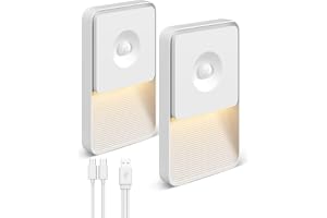 Nattlampa Med Rörelsesensor Upp Till 70 Dagars Drifttid, 3000K Varmvitt | Laddningsbar & AUTO-Rörelsesensor, 2-Pack Dimbar Magnetisk Rörelsesensorlampa Utan Vägguttag För Hall, Trappa, Kök Och Badrum