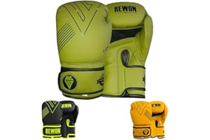 REWON GEAR REWON Gants de Boxe, Kickboxing MMA Muay Thai entraînement de Boxe des Gants de Cuir, Grappling Combat Sparring Boxing Training Gloves pour Homme Femme Adulte 6-16 onces