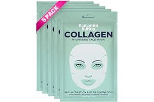 Collagen Face Mask Korean, Bio Collagen Real Deep Overnight Hydrating Mask, Anti-Ageing, Wrinkle Reduction, Plumping & Glass Skin Glow | 5-Pack, Benjamin Button