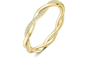 JewelryPalace Empilable Amour Cubic Zirconia Infini Bague Taille Rond Pierre Argent 925 Femme, Plaqué Or Jaune Or Rose Torsade Bague Fiançailles Mariage Promise Alliance, Ensemble Bijoux Mariee